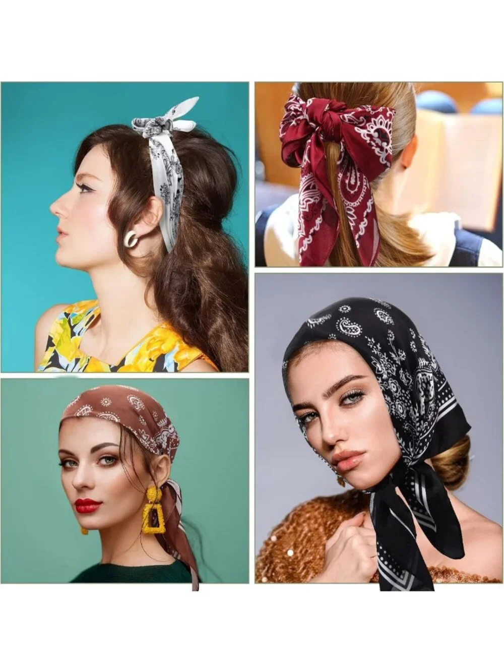 8 Pcs Silk Bandana Square Satin Scarves for Women - Hair Wraps & Neck Scarves